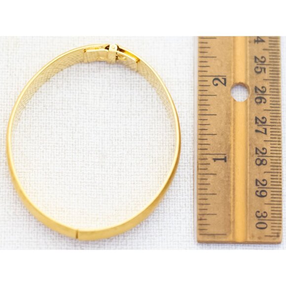 6 inch, Vintage Gold Tone Minimalist Band Elegant Hinge Bangle - Q1 - Picture 3 of 3